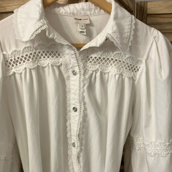 Western/ Square Dance Inspired White Lace Trim Dress UK Sz 8 Us Sz 4 - Picture 3 of 10